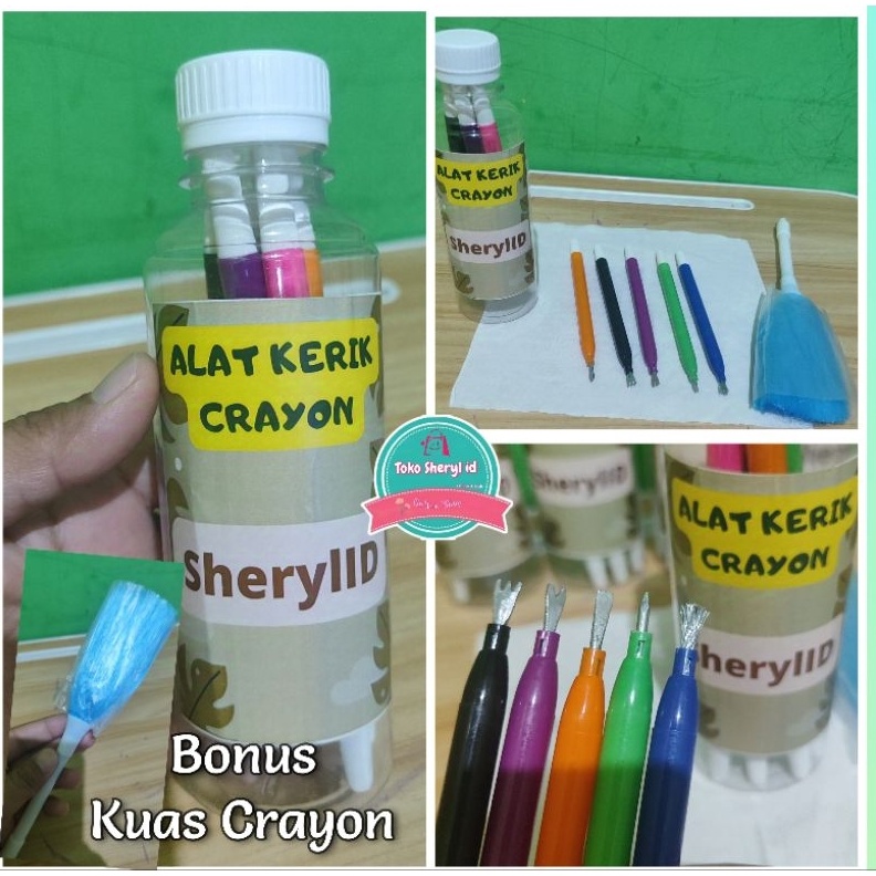

KODE I48J Alat kerik crayon isi 5 mata Bonus Sulak pembersih crayon