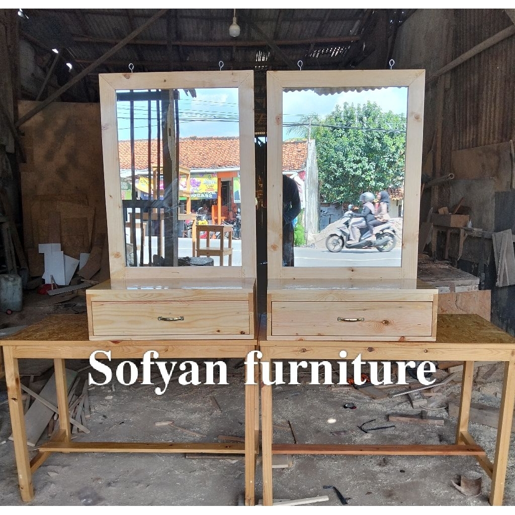 meja barbershop / meja pangkas rambut / bingkai kacar barbershop/ meja laci barbershop murah