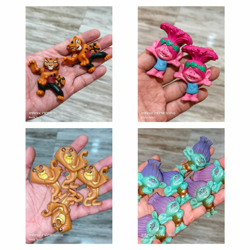 BANYAK MODEL SATUAN ECER ACTION FIGURE FIGUR DIORAMA TROLLS TROL TROLL KARET PADAT ORIGINAL ASLI DWA