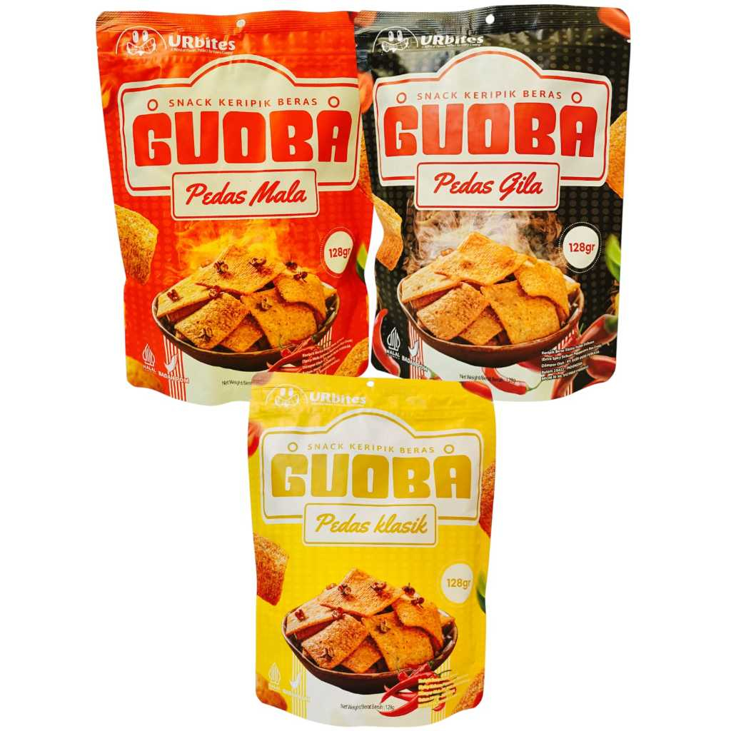 

UrSnacks Urbites GUOBA Rice Crackers Snack Keripik Beras 128g Rasa Pedas Gila Klasik Mala