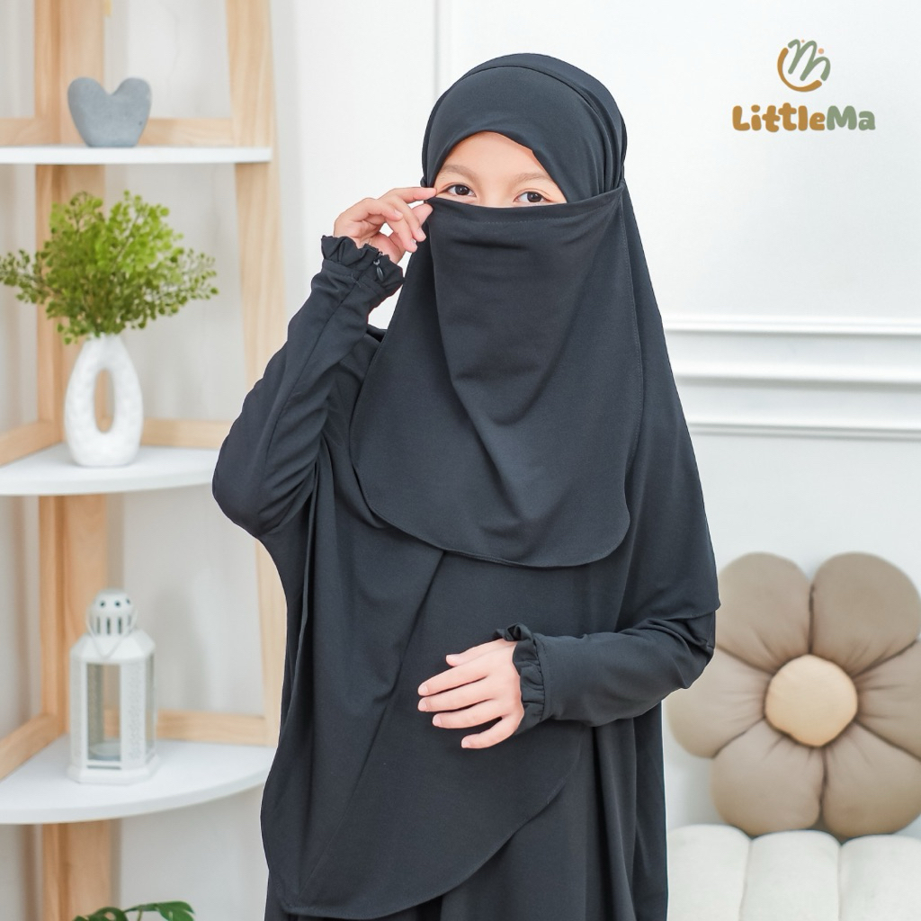 LITLLEMA - Pakaian Muslim anak perempuan Yumna abaya set Khiban umur 3-12 tahun Bahan Jersey ity Kor