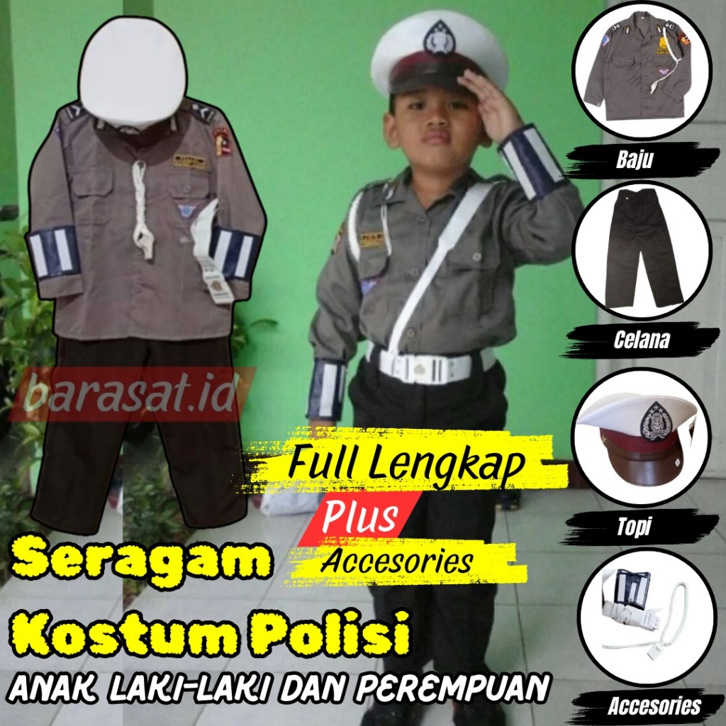 Costplay pocil baju setelan profesi pocil Anak Usia 3-8 Tahun Seragam Baju Fashion Kostum profesi po