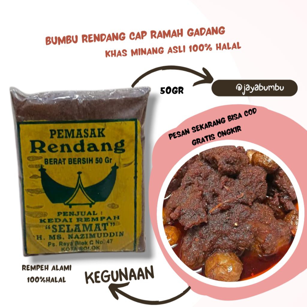 

KAYABUMBU - Bumbu Rendang Cap Rumah Gadang Asli Minang 50gr