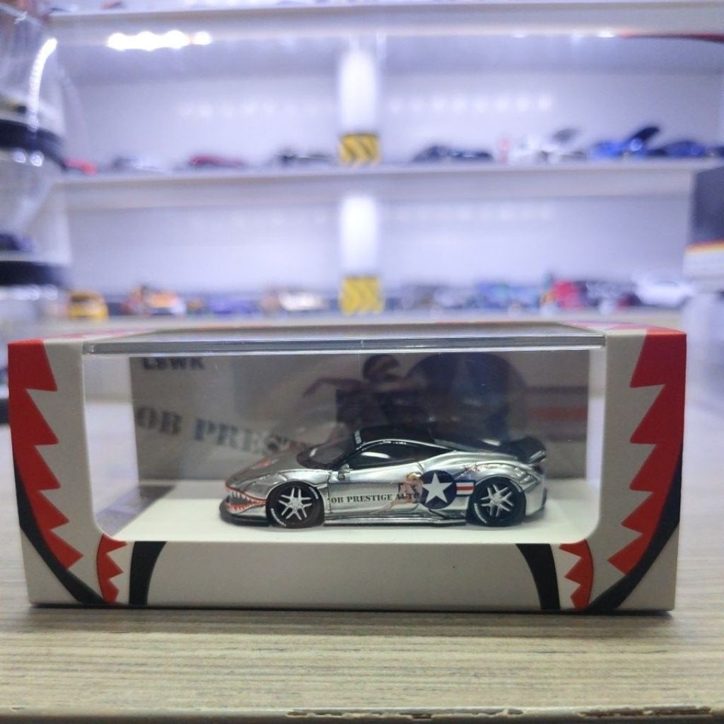 Mini Scale 64 Model Resin Timothy & Pierre Ferrari 458LBWK OB Prestige Auto Shark Pattern