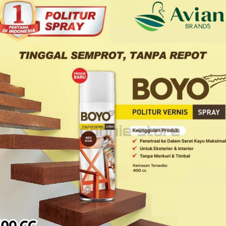

KODE A76Z Politur Vernis Spray Boyo 4 CC pernis semprot kayu jendela pelapis kayu anti ribet ekonomis