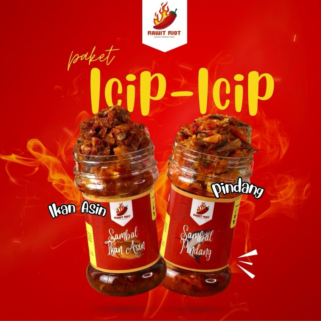 

RAWIT RIOT - PAKET ICIP-ICIP Sambal Ikan Asin & Sambal Pindang 130gr Sambel Botol Siap Saji