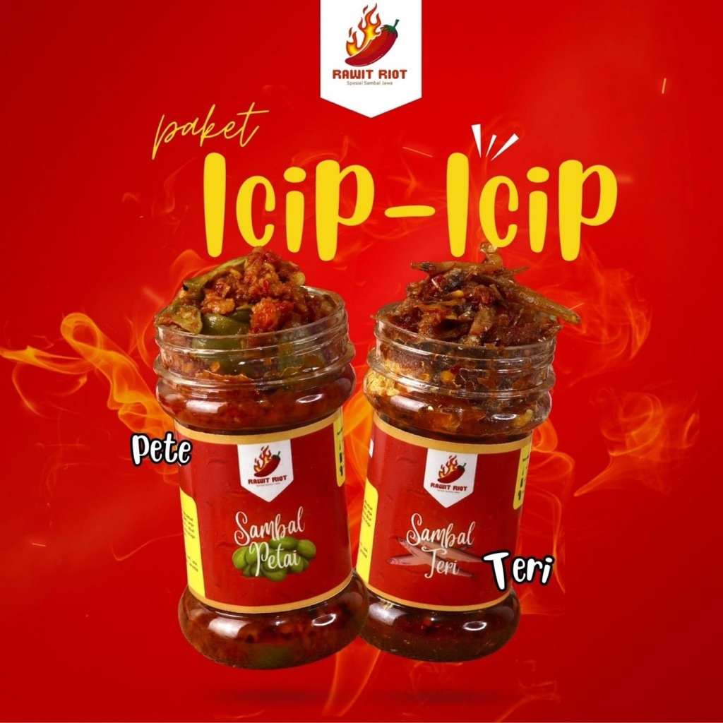 

RAWIT RIOT - PAKET ICIP-ICIP Sambal Teri & Sambal Pete 130gr Sambel Botol Siap Saji