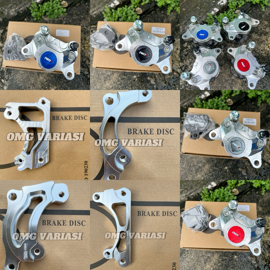 Breket bolong kaliper 2 coin piston 2P disc disk piringan 220mm - 260mm Beat -Mio Smile