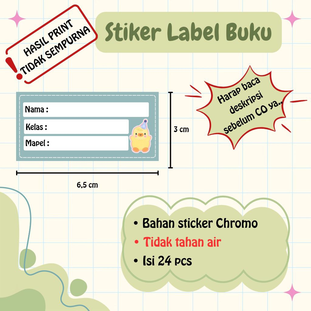 

(HASIL PRINT AGAK BURAM) (TIDAK CUSTOM) Sticker Label Nama Buku - Sticker Mata Pelajaran - Sticker Buku