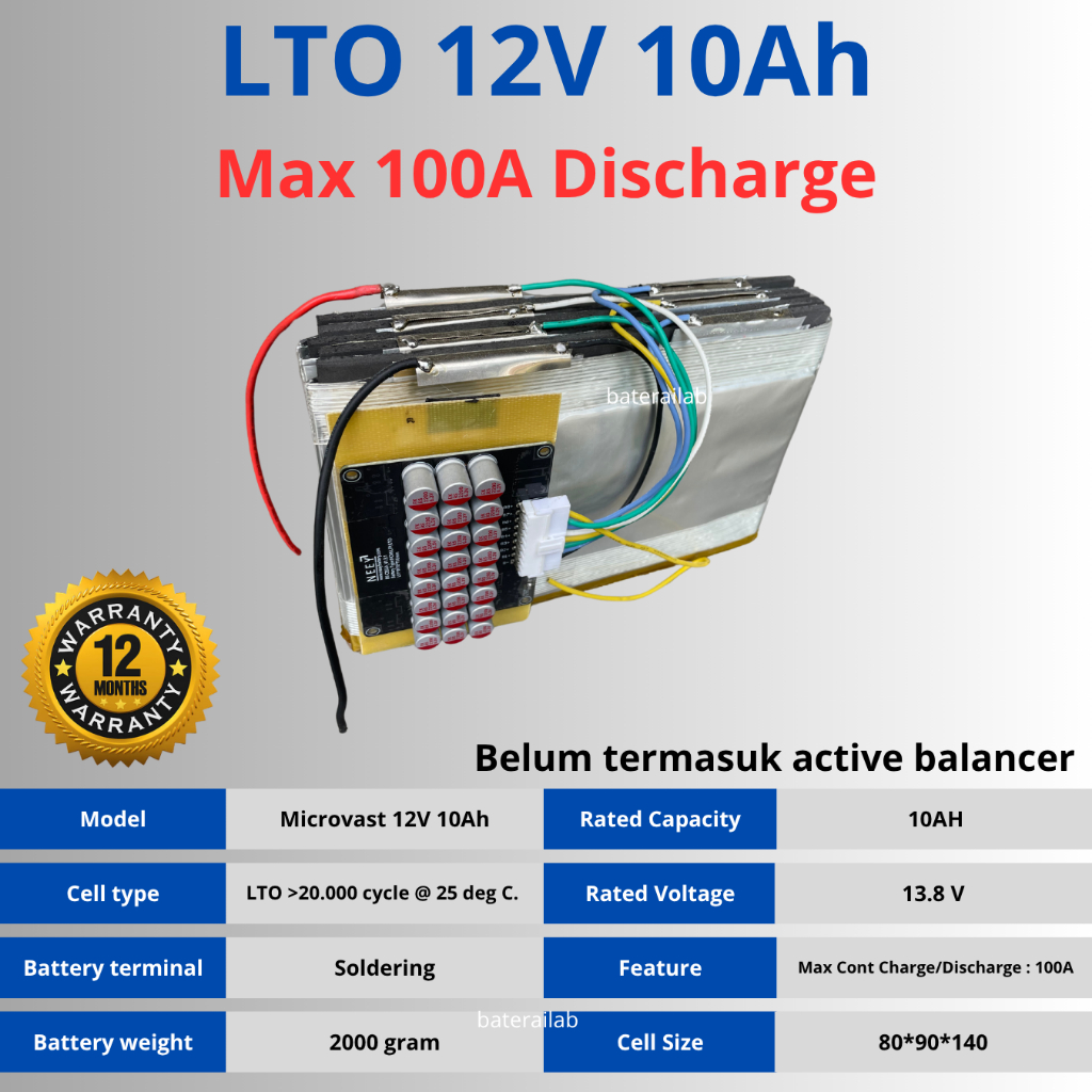LTO 2.3V 10Ah 25000 Cycle TOP BRAND Microvast Untuk Audio Starting