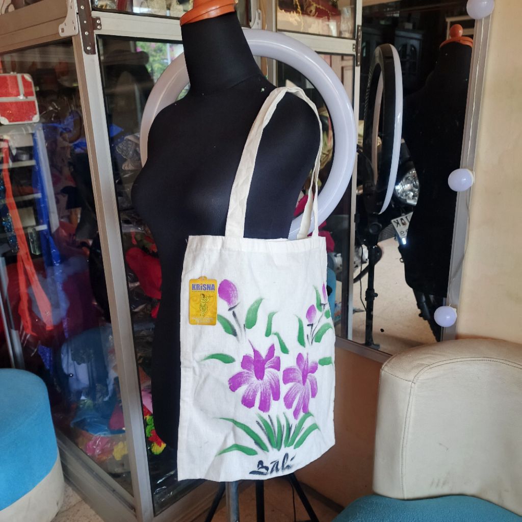 Tote bag Kanvas Ori Bali Oleh oleh Krisna Bali Tote Bag Tas selempang Wanita Tas bahu Tote Bag Bali 