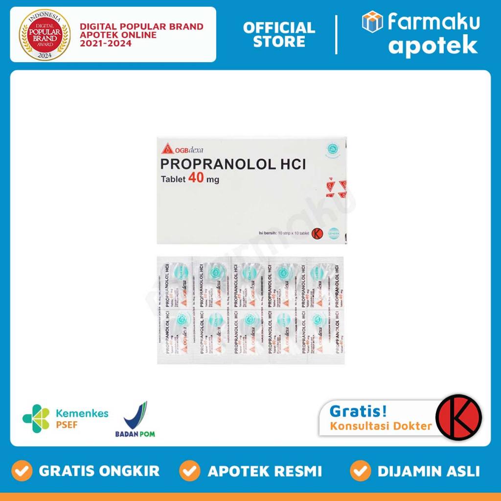 Propranolol 40 mg Dexa  Strip 10 tablet  - ASB