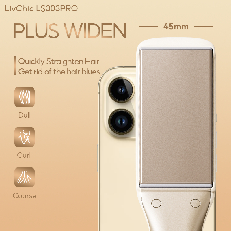 Livchic Official 2In1 Ls303S Ls303 Pro Catok Rambut 45Mm Panel Meluruskan Keriting Alat Pengeriting