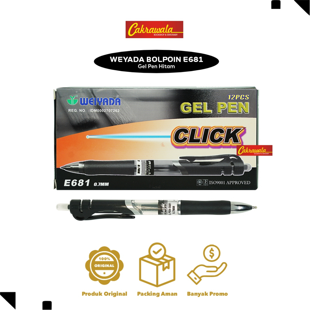 

Bolpoin WEIYADA Gel Pen Hitam E-681 0.7mm | Pulpen Tinta Pekat Lancar Murah Berkualitas (1 Pack)