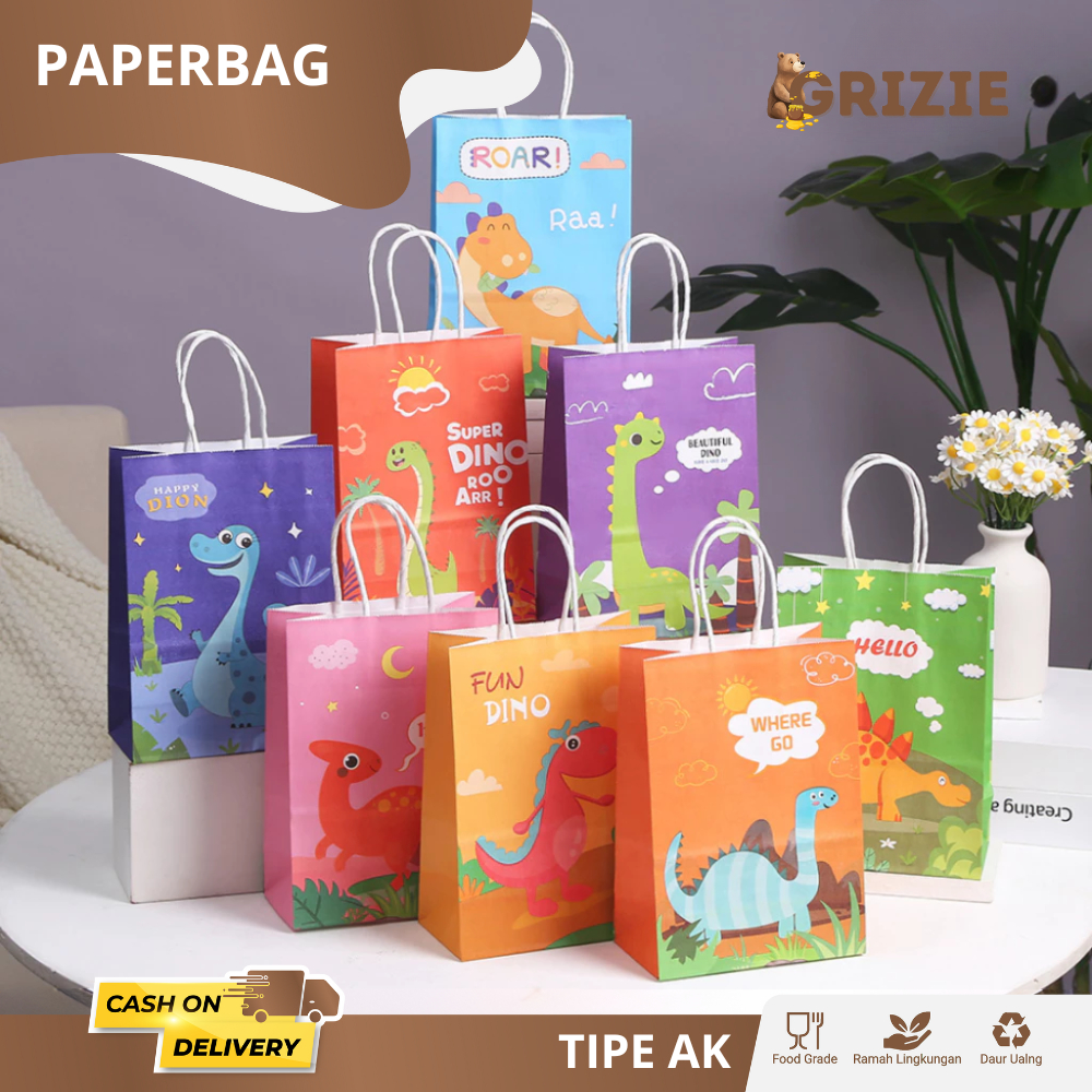 Paper Bag Motif Animal/ Goodiebag Motif / Paper Bag Hampers/ Paper Bag Marmer / Tas Kado Ulang Tahun