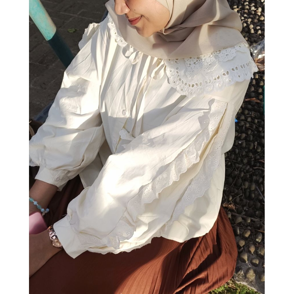 CLARISA SHIRT - Kemeja Katun Wanita | Kemeja Katun Bolong | Blouse Wanita