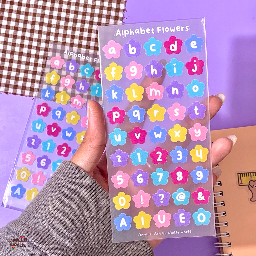 

Sticker UV Transparant Alphabet Flowers Winkle / Sticker KissCut Alphabet / Sticker DIY / Sticker Transparant