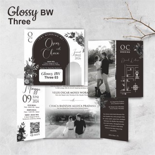 CETAK UNDANGAN NIKAH - UNDANGAN PERNIKAHAN GLOSSY BW THREE  - UNDANGAN CUSTOM BAHAN ARTPAPER