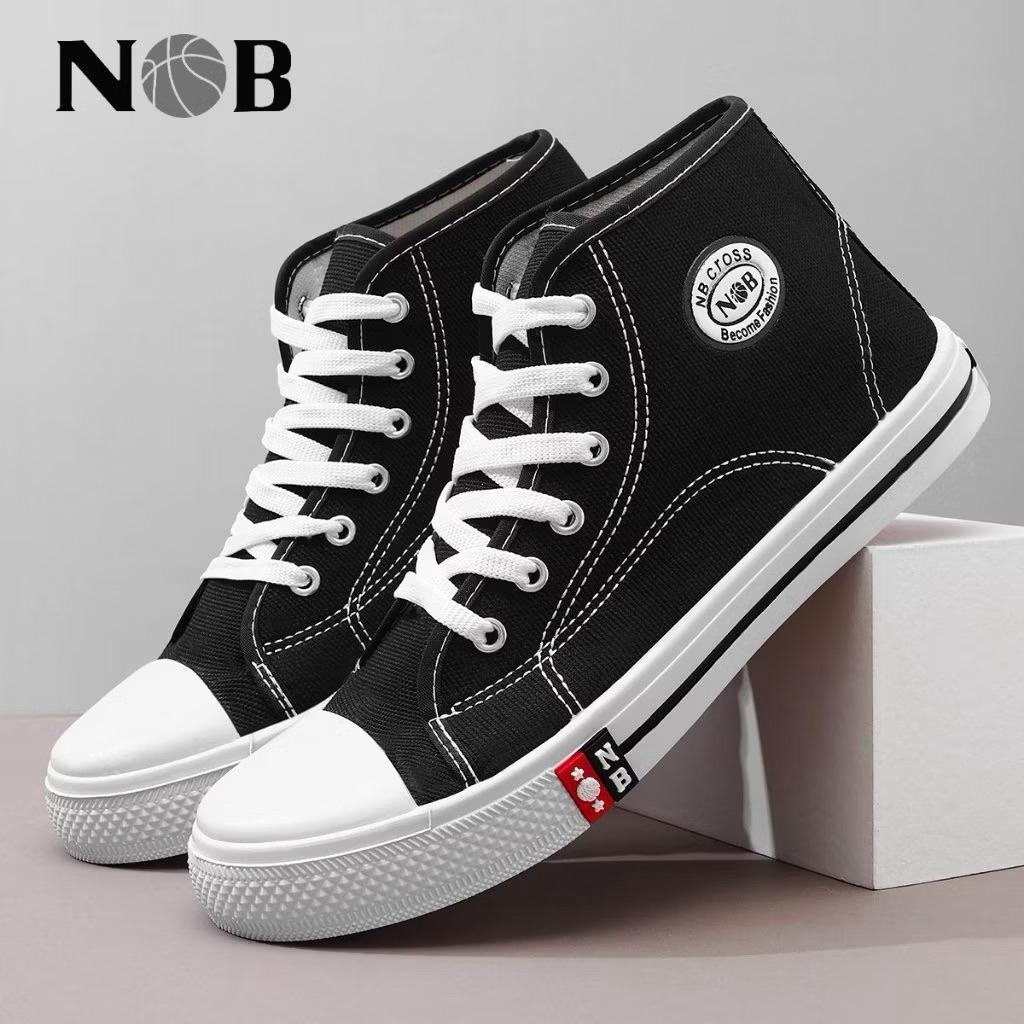 Sepatu sekolah NB Pria wanita Hitam Putih Tinggi