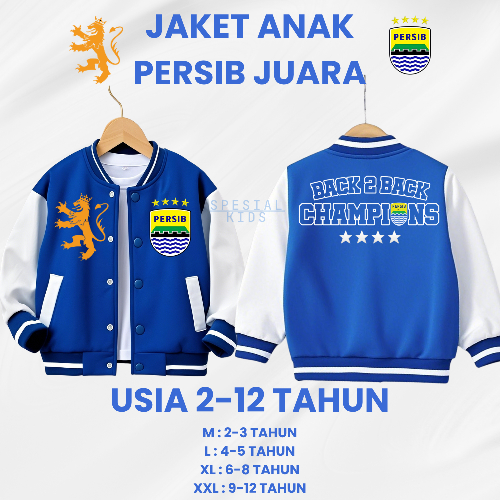 ( SPESIAL KIDS ) JAKET ANAK PERSIB BANDUNG JUARA KEREN KATUN  CEWEK COWOK JAKET ANAK USIA 2-12 TAHUN