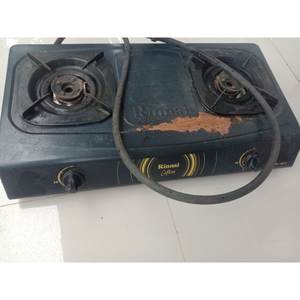 kompor gas 2 tungku rinnai ceflon bekas