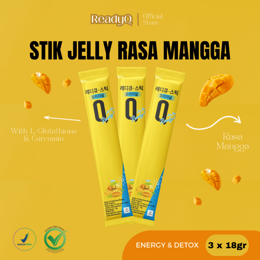 

[READY] ReadyQ Stick Jelly / Anti Hangover / Anti Mabuk / Anti mual/Manggo/Stik Jelly/Jelly Rasa Mangga/18gr/3EA