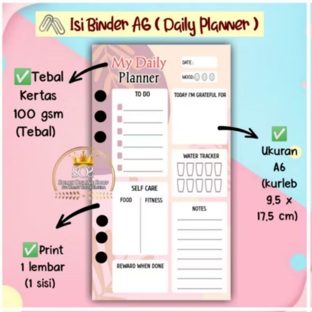 

My Daily Planner Kertas Binder A6