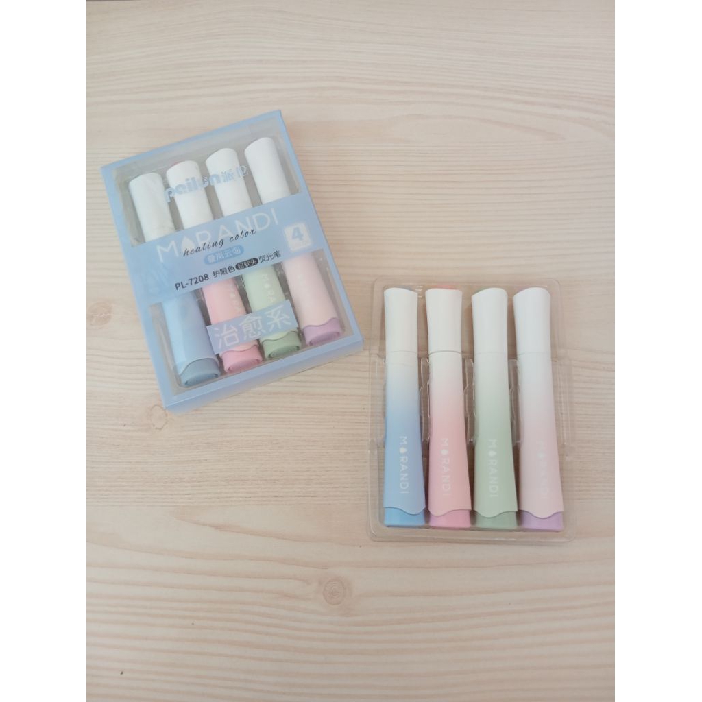 

[MILOLI] 4pcs MORANDI HEALING COLOR Highlighter Aesthetic Stationery