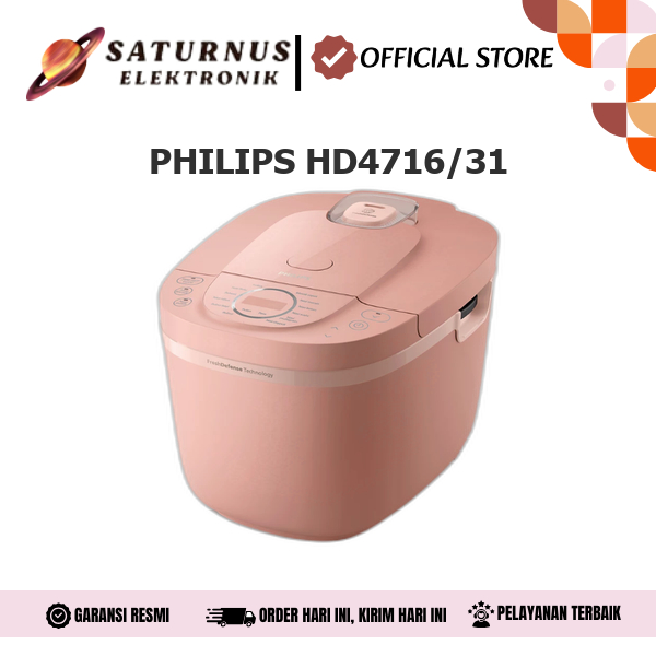Rice Cooker Philips HD4716 Digital 1.8 Liter - Putih, Pink, Hijau, Biru