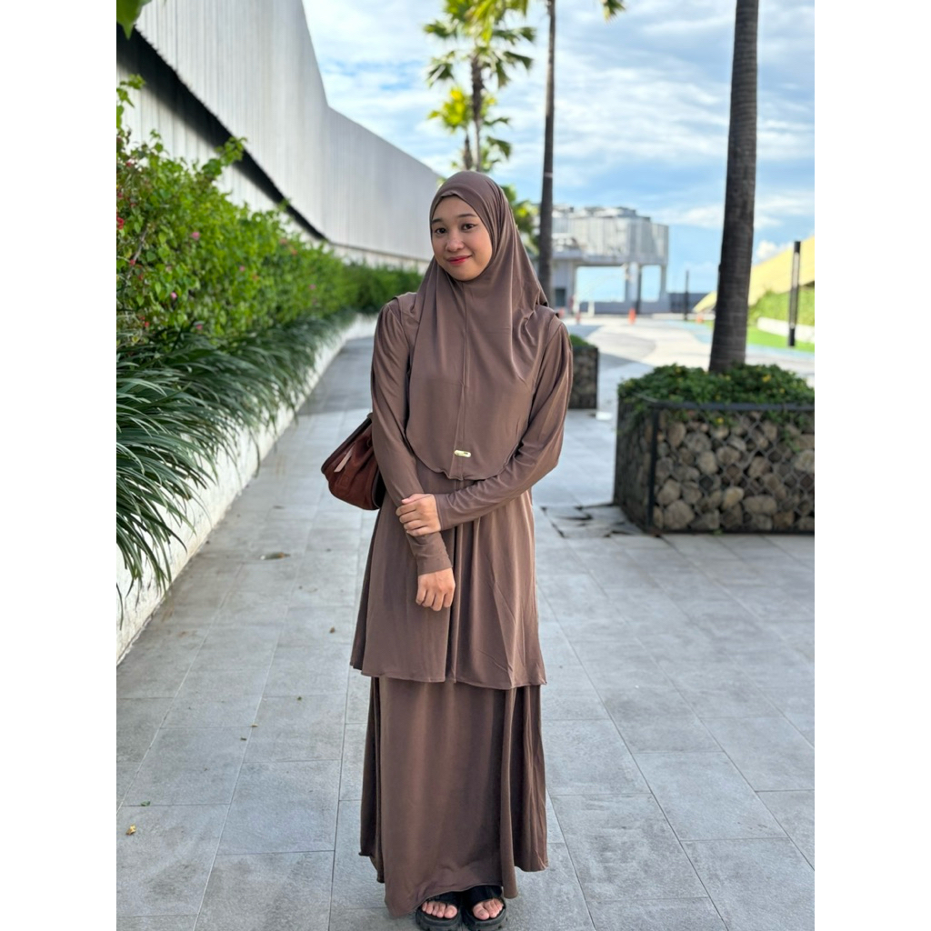 Safa Set Rok Jersey Import | Setelan Rok Wanita, Set Muslim ( Rok, Tunik, Hijab, Ciput )