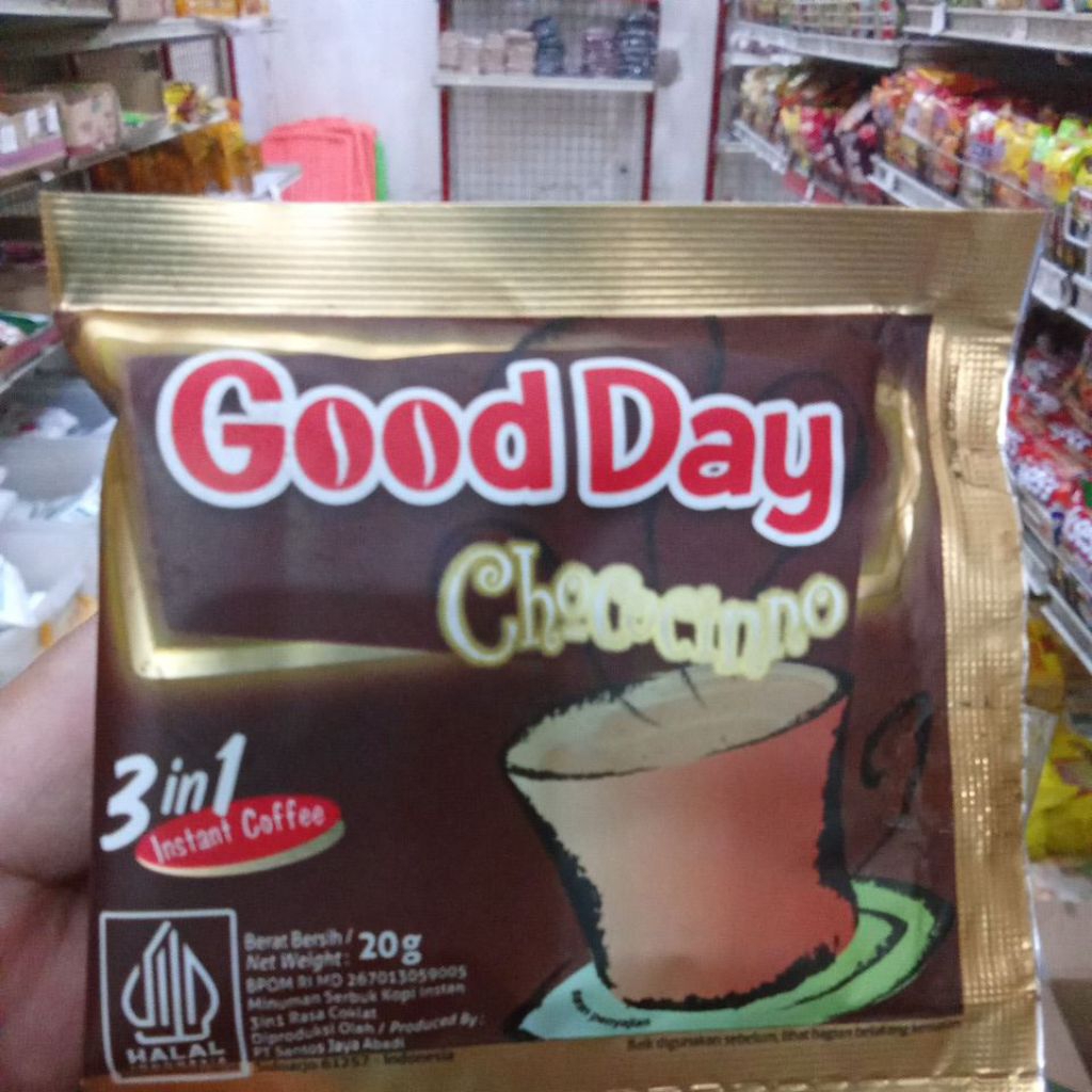 

Good Day Chococinno 3in1 Instan Coffe 20gr Renteng Isi 10 Sachet