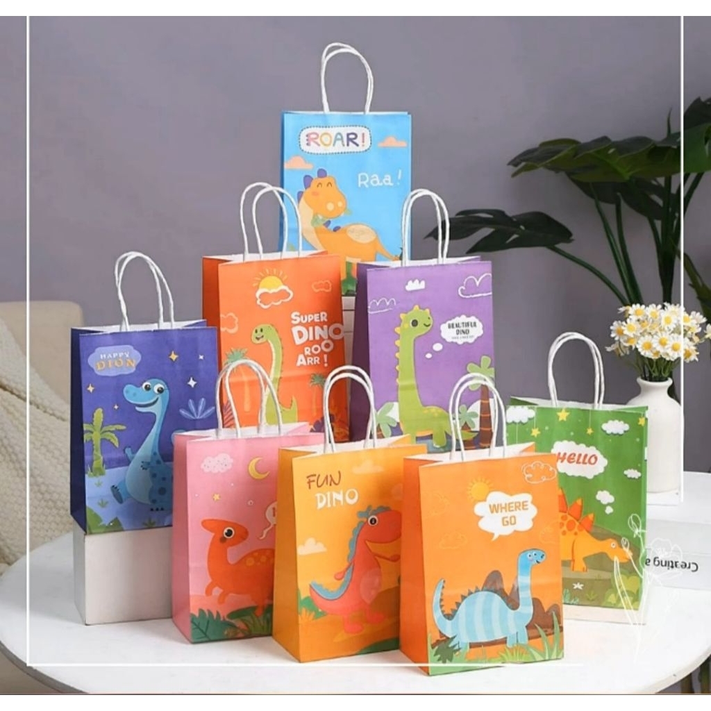 

PAPER BAG GODDIE BAG TAS KADO HADIAH SOUVENIR PESTA ULANG TAHUN MOTIF JURASSIC PARK
