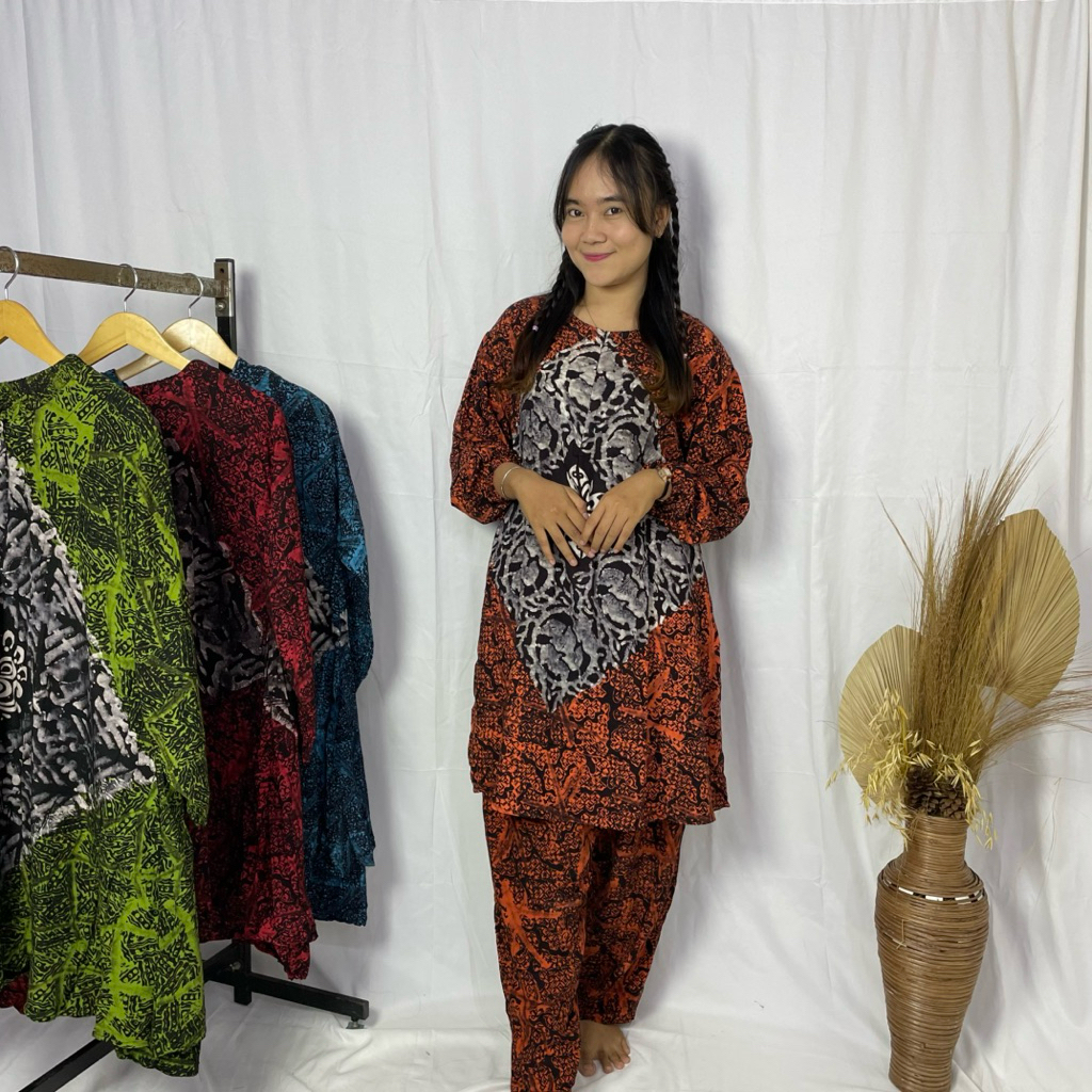 SETELAN PEKALONGAN UKURAN STANDART / batik pekalongan panjang baju 100cm / wanita dewasa / orang tua