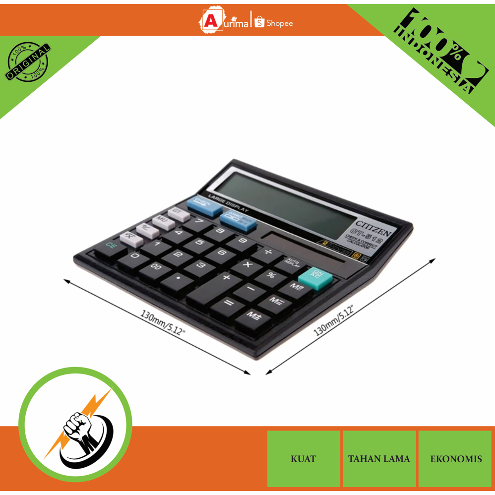 

KALKULATOR CHECK CITIZEN CT 512 12 DIGIT - DUAL 2 POWER // CALCULATOR - KALKULATOR SEKOLAH