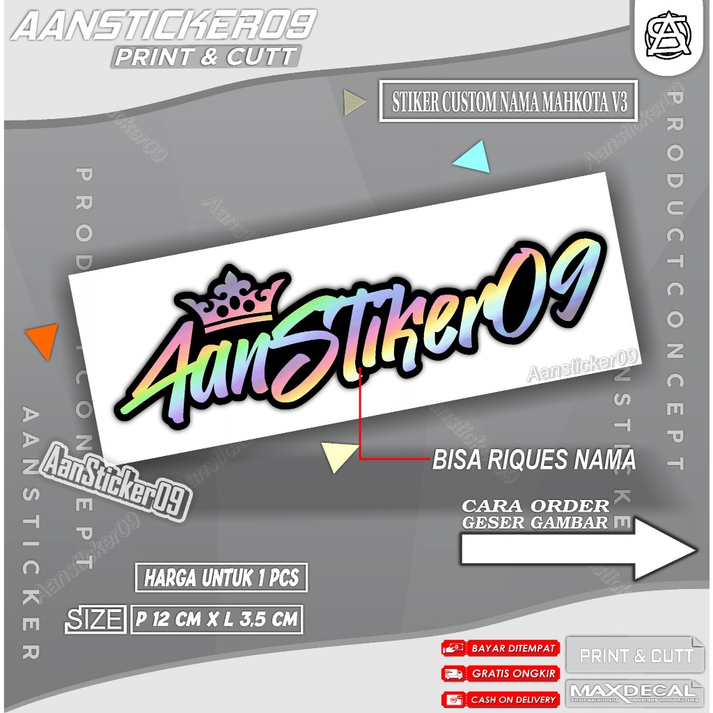 

Stiker Nama Stiker Custom Tulisan Suka Suka V3 Hologram Pakai Mahkota Stiker Cutting Waterproof