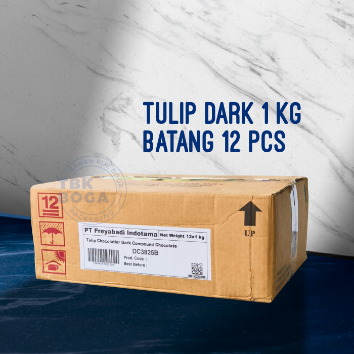 

Tulip Dark Batang 1 Kg ( 12 pcs / 1 dus ) DCC Compound Coklat Cokelat Balok