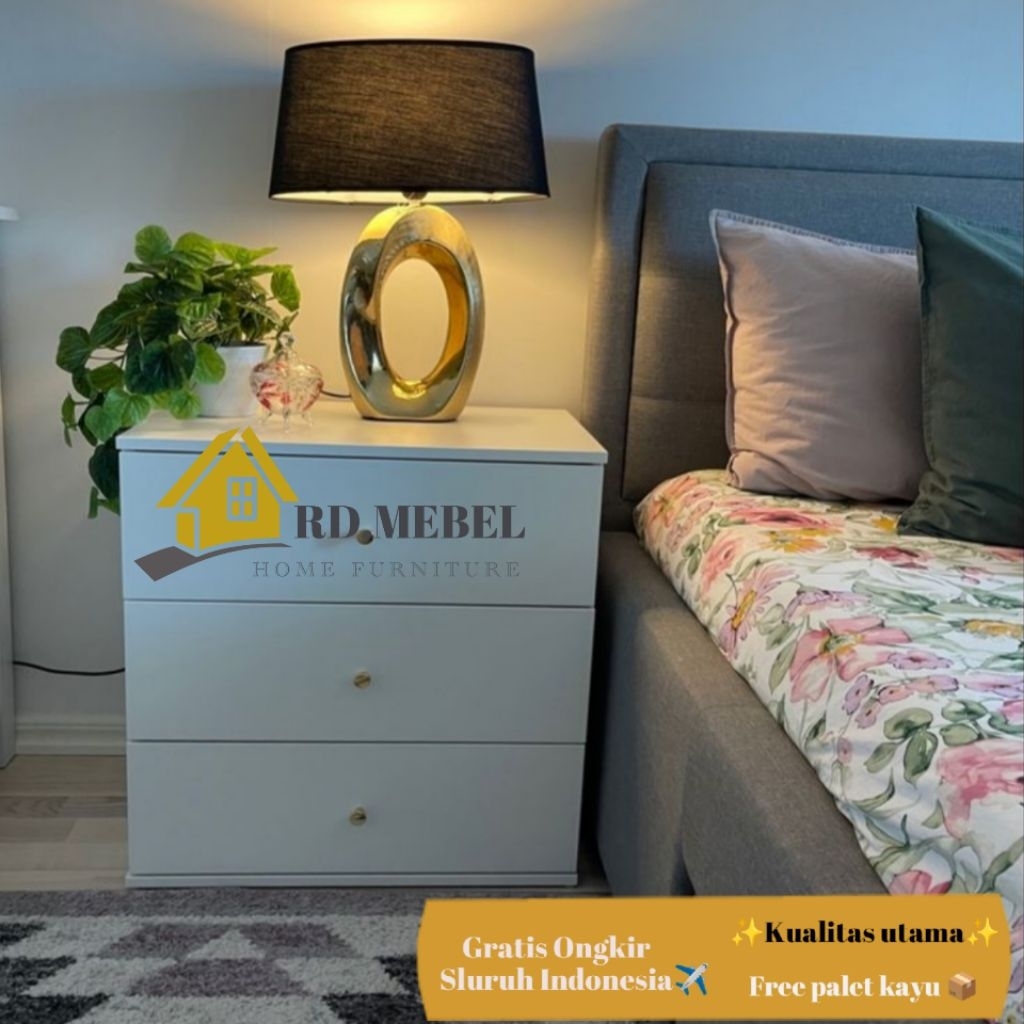 RD. Meja nakas Kamar tidur 3.laci minimalis