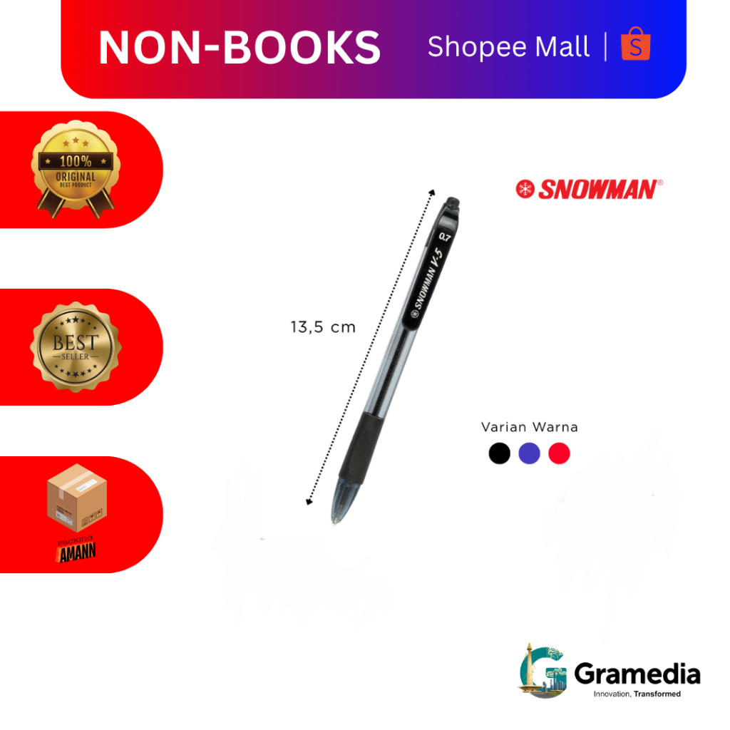 

Gramedia MKG - Snowman BallPen V-5 0.7 Hitam