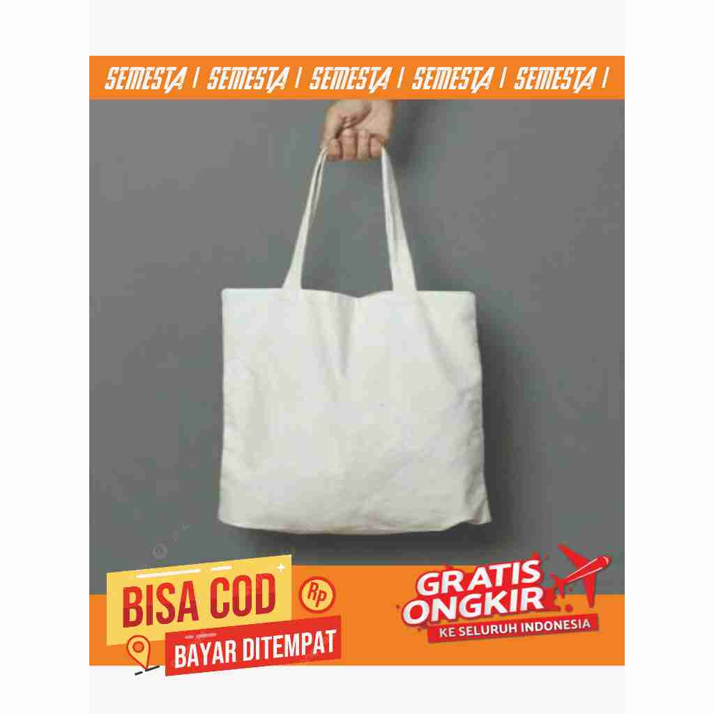 Tas Multifungsi Tote Bag Kanvas Polos Putih Canvas Blancu Ospek Blacu Grosir