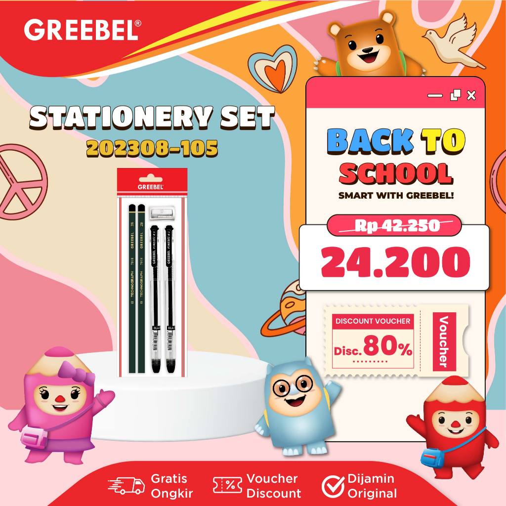 

GREEBEL Alat Tulis Set / Stationery Set 202308- 105 / Paket Alat Tulis / Hampers Ulang Tahun Kado Anak