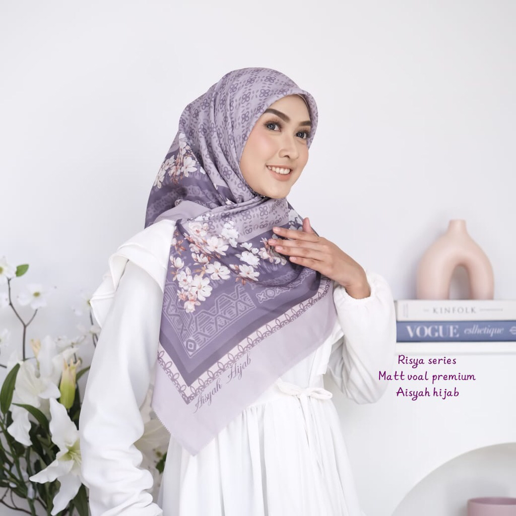[Grosir Hijab 10pcs]Hijab Segiempat Risya Series Aisyah Jilbab Segiempat Motif Premium Aisyah Jilbab