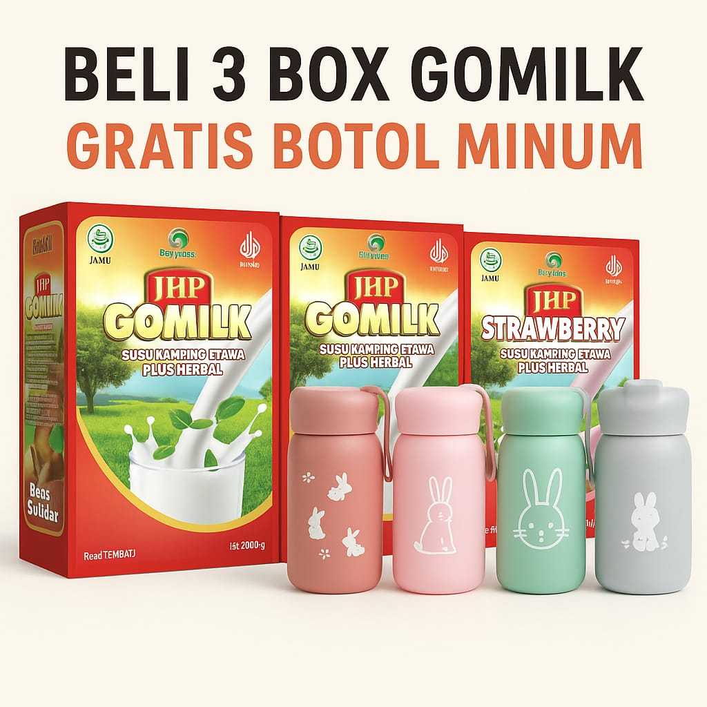 

( paket 3 box ) gomilk susu etawa herbal gratis botol minum rabbit 330ml / mybottle 500ml