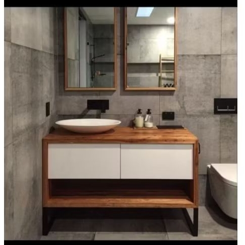 kabinet wastafel meja wastafel kayu