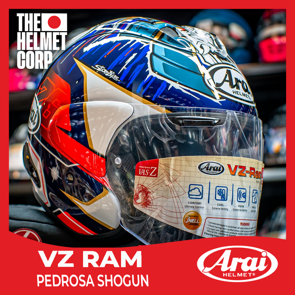 HELM ARAI VZ-RAM PEDROSA SHOGUN HALF FACE HELMET VZ-RAM BLUE ORIGINAL