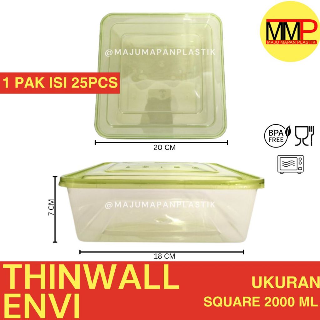 Thinwall ENVI SQ 2000 ML / Thinwall ENVI Warna / Thinwall Takeaway 2000 ML