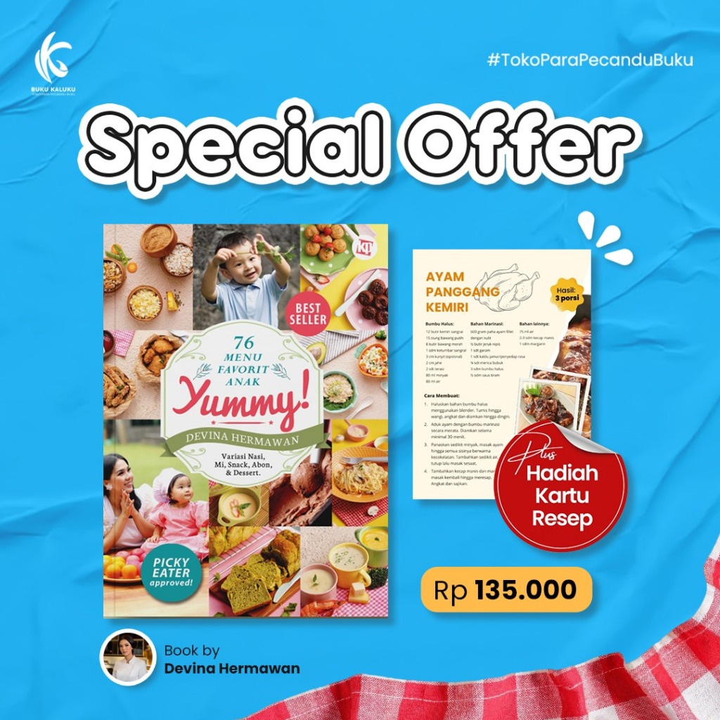 Buku Resep Masakan - Yummy 76 Menu Favorit Anak - Devina Hermawan - Kawan Pustaka - Bumifiksi