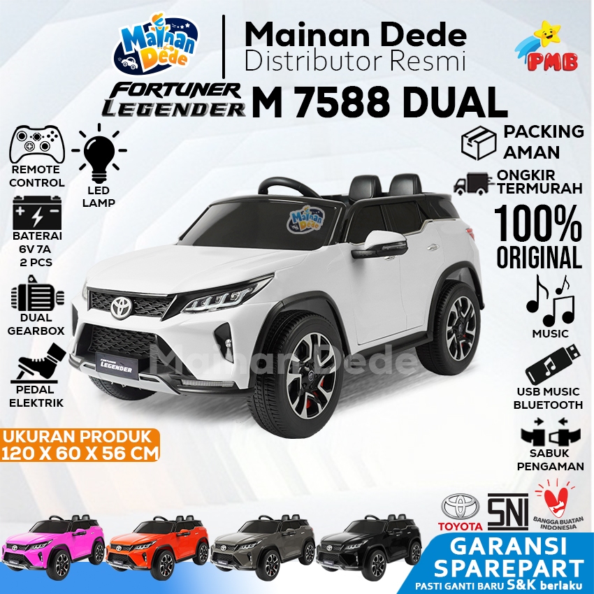 Mainan Mobil Aki Anak Toyota Fortuner Legender PMB 7588 M7588 M-7588 M-7588B Lisensi Official Licens