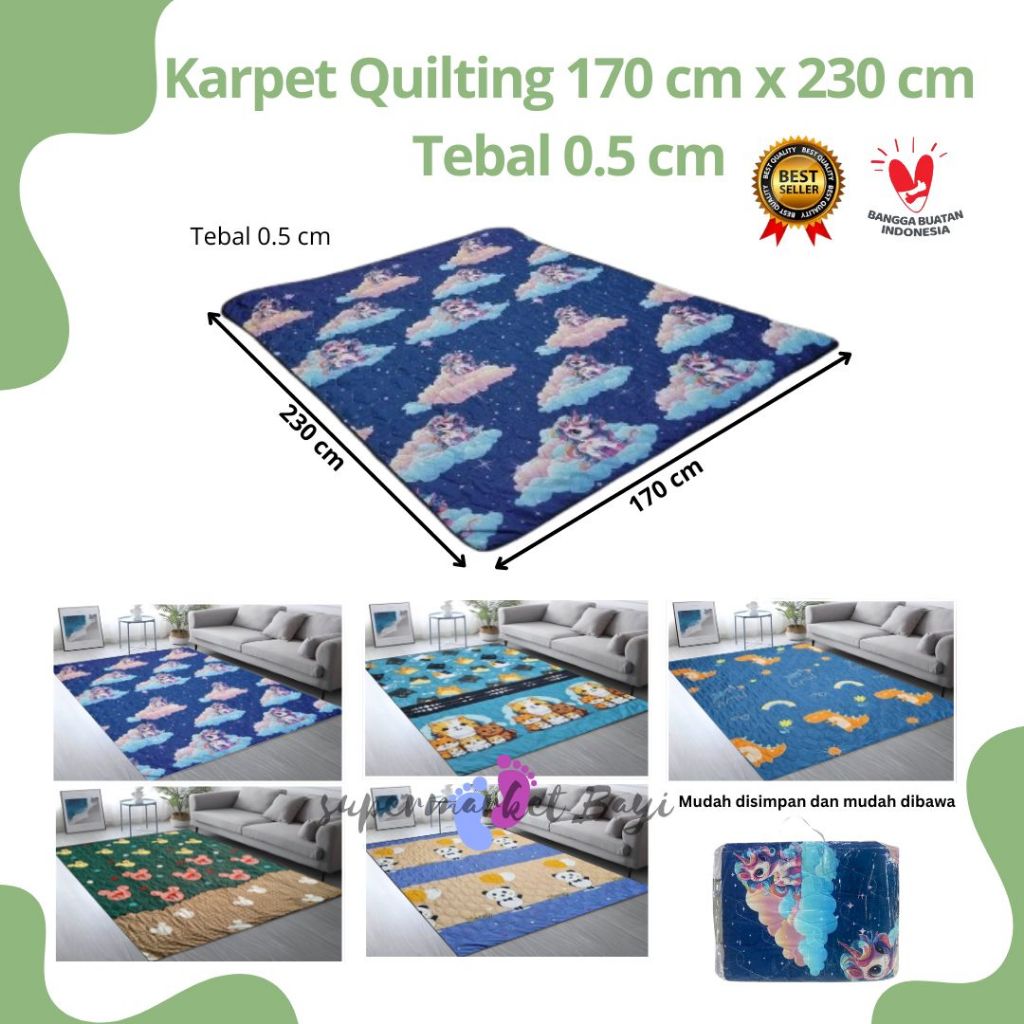 Karpet Quilting Ukuran 170 x 230 x 0.5 cm / Karpet Quilting / Tikar Quilting Karpet Kain Aneka Motif