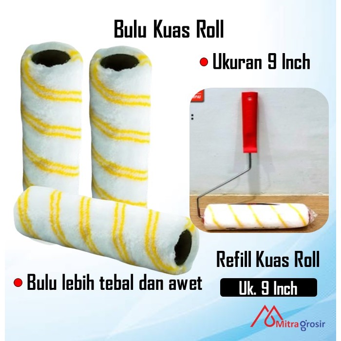 Bulu Kuas Roll 9" inch Refill Kuas Roll / Bulu Roll Cat Kuas Roller 9" 9 Inch Besar Refill Roll Cat 