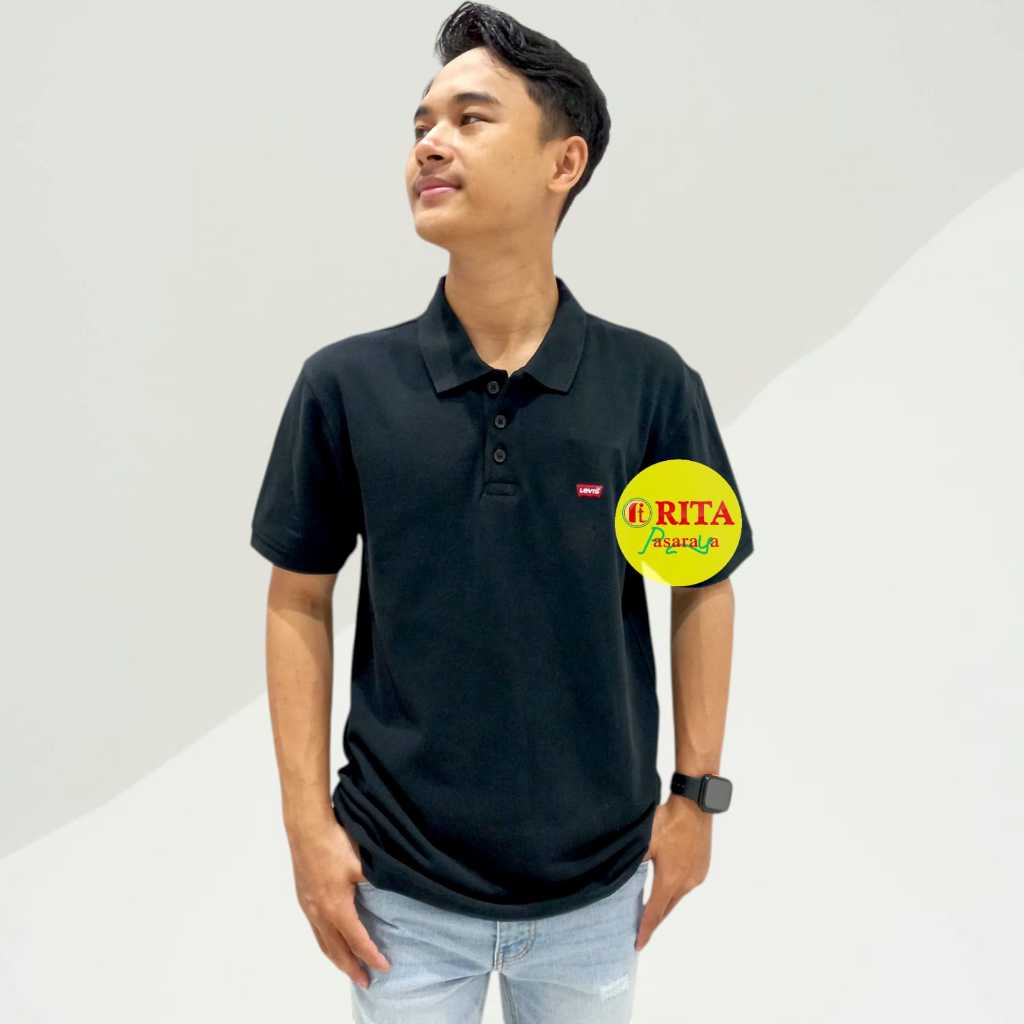 Levis Kaos Polo Hitam Pria / Kaos Polo Hitam
